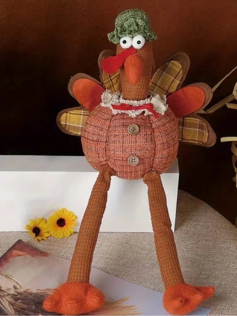 NWT Green and Orange Fall Plush Thanksgiving Turkey Pair